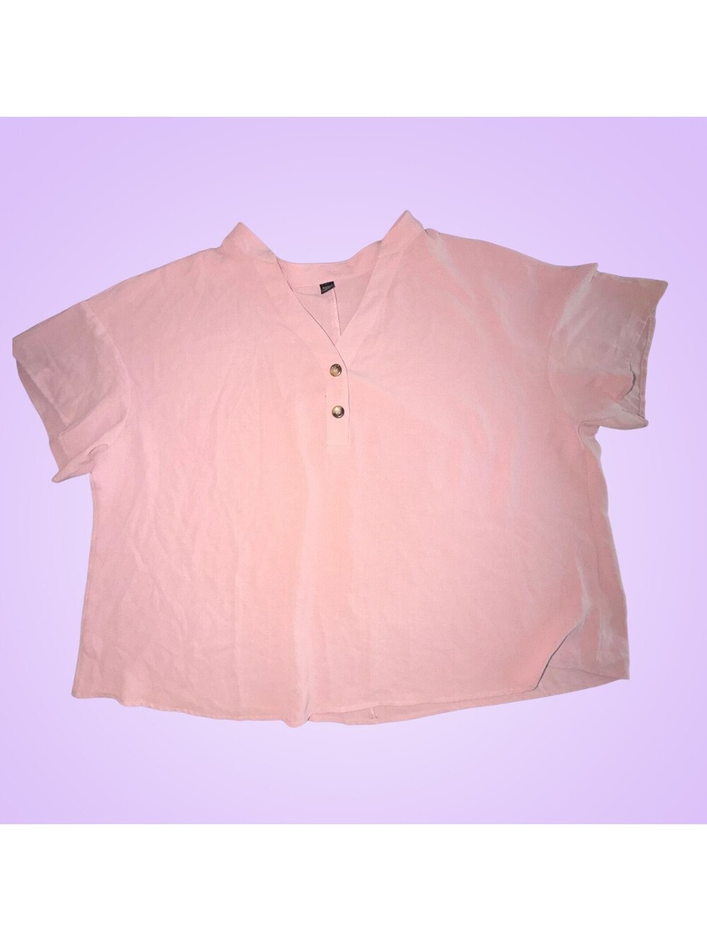Women’s Plus Size 22 SHEIN FIT+ Dusty Pink Button V-Neck Blouse